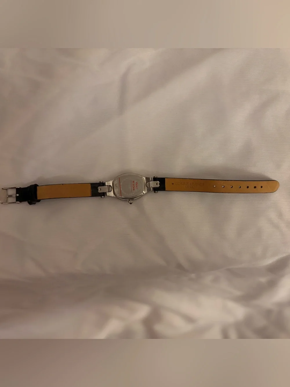 Coldwater Creek Black Leather Strap Women's Watch - Silver Case